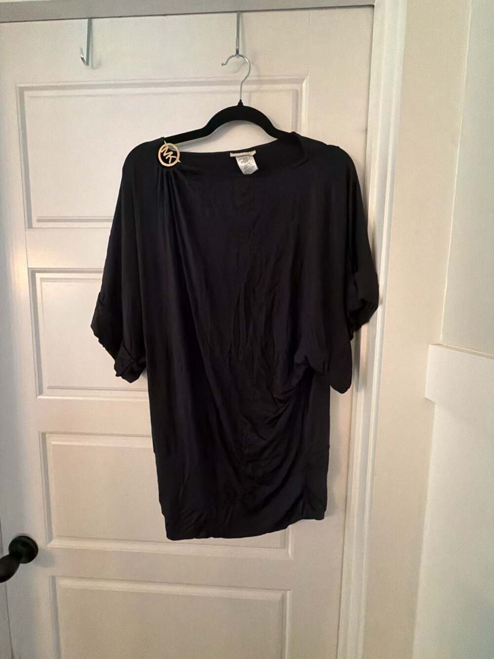 Michael Kors Black Logo Ring Detail Dolman Sleeve Top Size XS/S